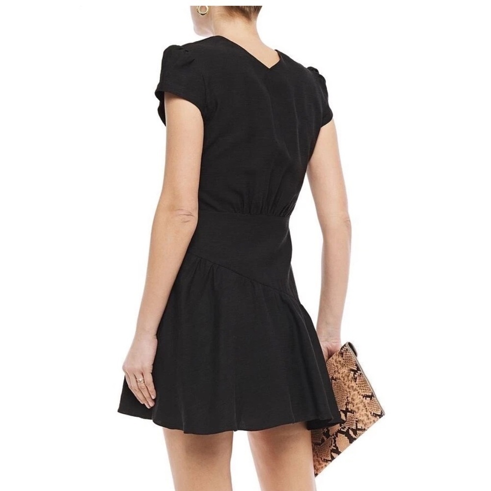 sandro Paris Ronald Gathered Linen Blend Mini Dress size FR38 (US 4/6) - Black - Picture 2 of 11